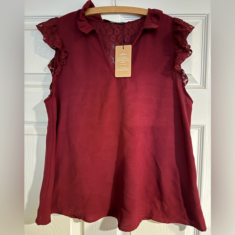 Burgandy split back blouse